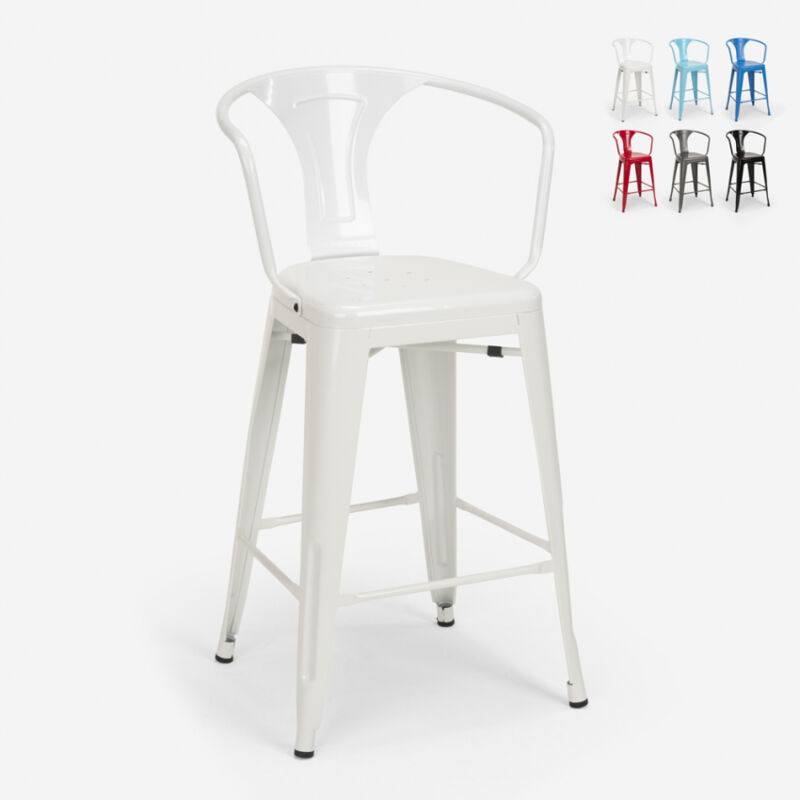 Taburete diseño industrial para bar y cocina, con respaldo de metal estilo Tolix Steel Back | Blanco
Taburete diseño industrial para bar y cocina, con respaldo de metal estilo Tolix Steel Back | Blanco