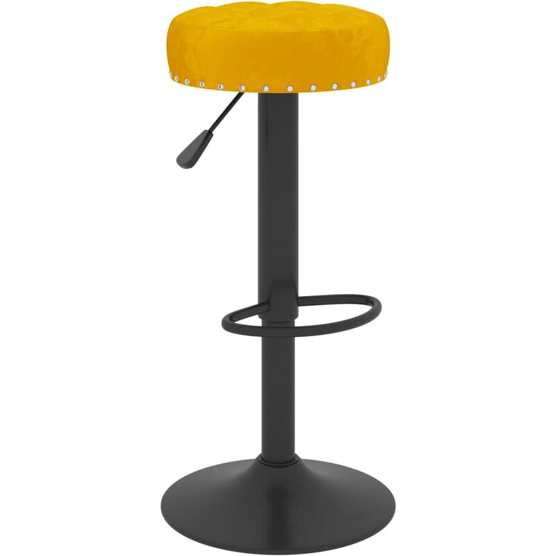 Taburete de bar de terciopelo amarillo mostaza