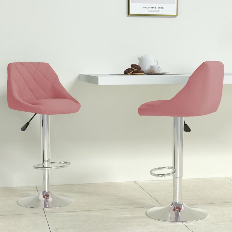 Taburete de cocina 2 unidades de terciopelo rosa