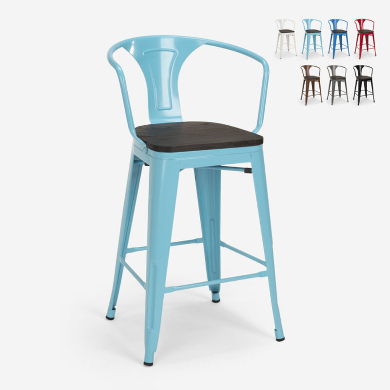 Taburete de metal y madera con respaldo de diseño industrial estilo Tolix Steel Wood Back | Azul
Taburete de metal y madera con respaldo de diseño industrial estilo Tolix Steel Wood Back | Azul