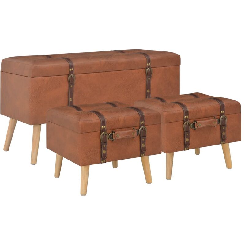 Taburetes de almacenamiento 3 pzs color tostado cuero sintético - Marrón
Taburetes de almacenamiento 3 pzs color tostado cuero sintético - Marrón