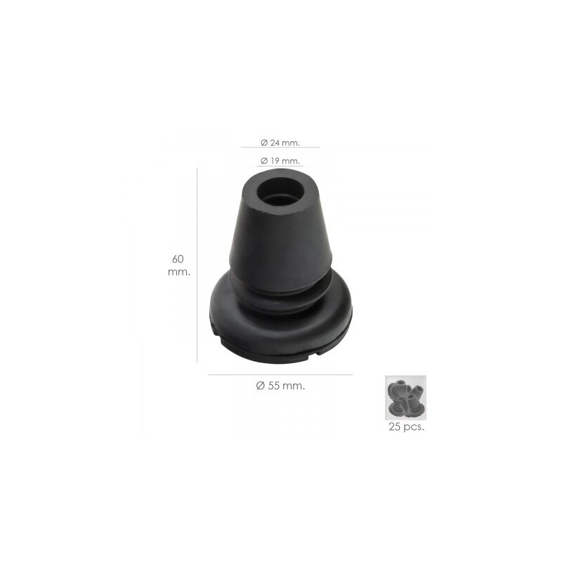 Taco goma baston negro tubo Ø 19 mm. / base Ø 55 mm. tipo fuelle bolsa 25 unidades
Taco goma baston negro tubo Ø 19 mm. / base Ø 55 mm. tipo fuelle bolsa 25 unidades