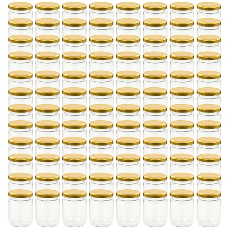 vidaXL Tarros de mermelada de vidrio con tapa dorada 96 uds 230 ml - Oro
vidaXL Tarros de mermelada de vidrio con tapa dorada 96 uds 230 ml - Oro