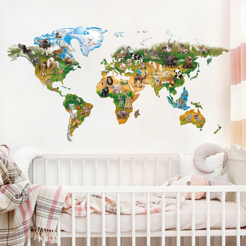 Bilderwelten - Tatuaje de pared - World Map With Animals Dimensión LxA: 75cm x 125cm
Bilderwelten - Tatuaje de pared - World Map With Animals Dimensión LxA: 75cm x 125cm