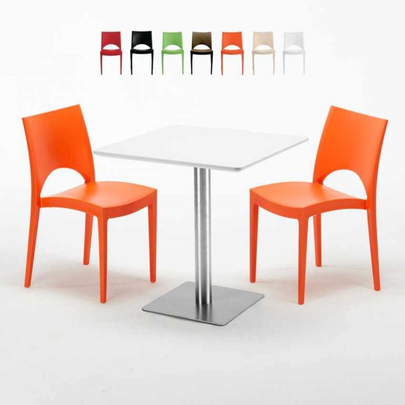Mesa Cuadrada Blanca 70x70 cm con Base de Acero y 2 Sillas De Colores Paris Strawberry | Color: Naranja
Mesa Cuadrada Blanca 70x70 cm con Base de Acero y 2 Sillas De Colores Paris Strawberry | Color: Naranja
