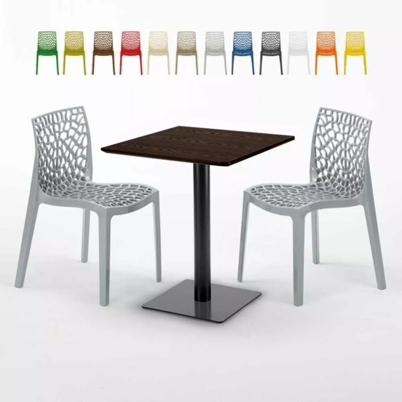 Mesa Cuadrada 60x60 cm Pedestal Negro y Tablero de Madera con 2 Sillas De Colores Gruvyer Kiss | Color: Gris
Mesa Cuadrada 60x60 cm Pedestal Negro y Tablero de Madera con 2 Sillas De Colores Gruvyer Kiss | Color: Gris