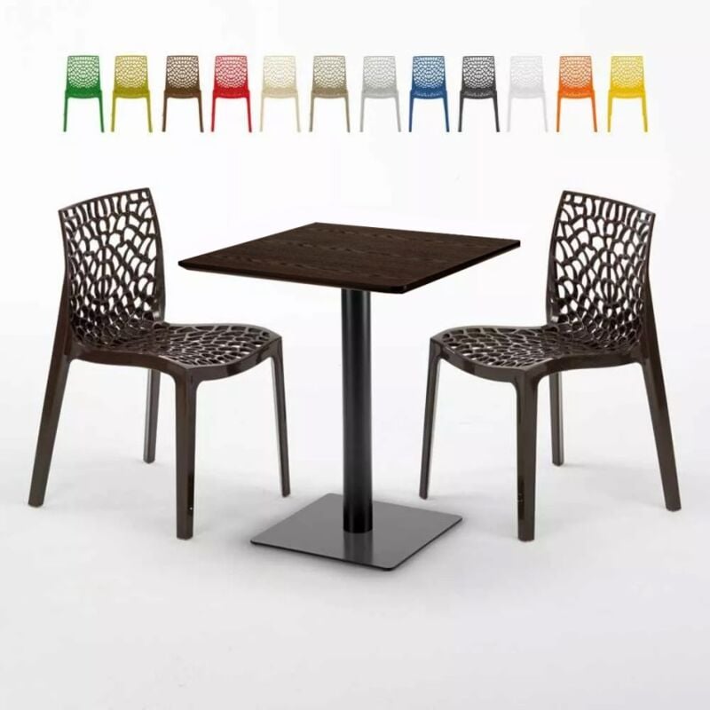 Mesa Cuadrada 60x60 cm Pedestal Negro y Tablero de Madera con 2 Sillas De Colores Gruvyer Kiss | Color: Marrón
Mesa Cuadrada 60x60 cm Pedestal Negro y Tablero de Madera con 2 Sillas De Colores Gruvyer Kiss | Color: Marrón