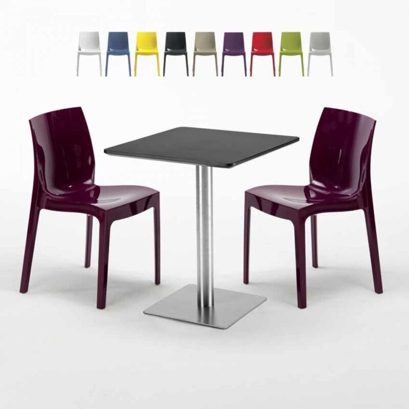 Mesa Cuadrada 60x60 cm Base de Plata y Tablero Negro y 2 Sillas De Colores Ice Pistachio | Color: Morado
Mesa Cuadrada 60x60 cm Base de Plata y Tablero Negro y 2 Sillas De Colores Ice Pistachio | Color: Morado