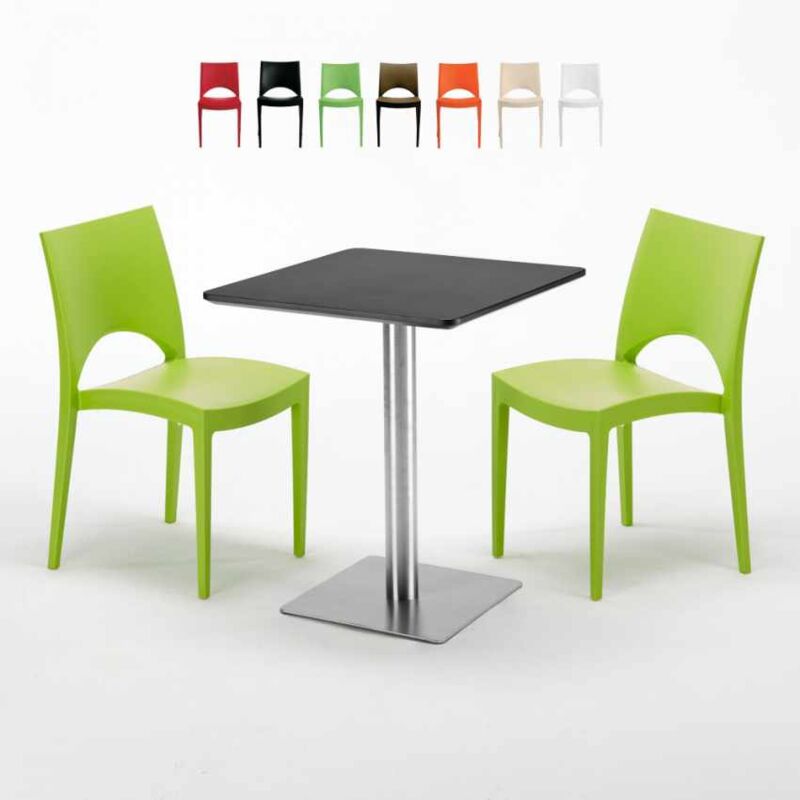 Mesa Cuadrada 60x60 cm con Base de Acero y Tablero Negro y 2 Sillas De Colores Paris Pistachio | Color: Verde
Mesa Cuadrada 60x60 cm con Base de Acero y Tablero Negro y 2 Sillas De Colores Paris Pistachio | Color: Verde