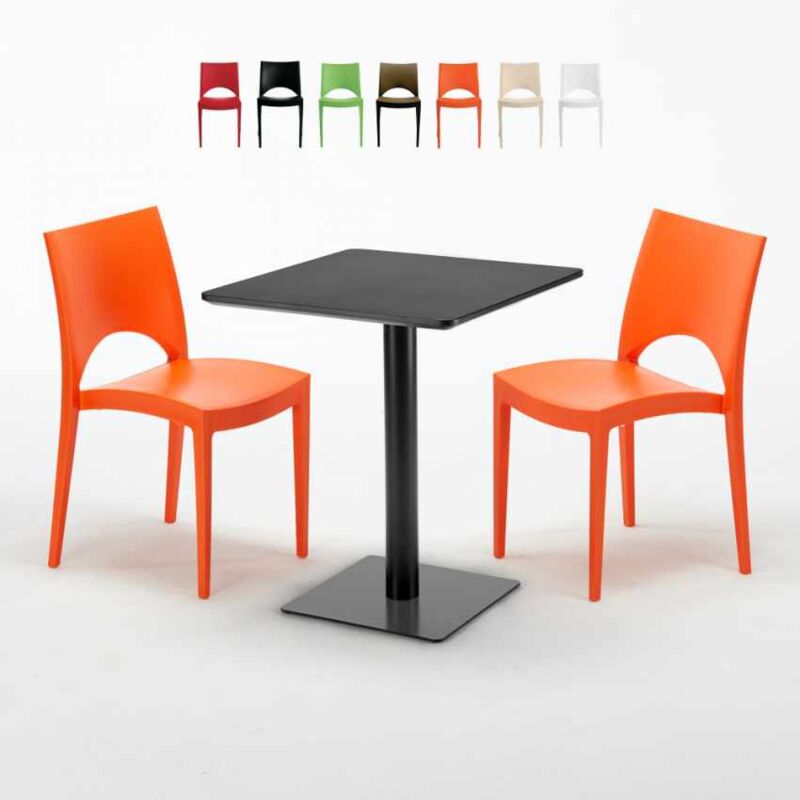 Mesa Cuadrada Negra 60x60 cm con 2 Sillas De Colores Paris Licorice | Color: Naranja
Mesa Cuadrada Negra 60x60 cm con 2 Sillas De Colores Paris Licorice | Color: Naranja