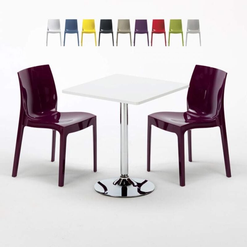 Mesa Cuadrada Blanca 70x70 cm con Base de Acero y 2 Sillas De Colores Ice Cocktail | Color: Morado
Mesa Cuadrada Blanca 70x70 cm con Base de Acero y 2 Sillas De Colores Ice Cocktail | Color: Morado