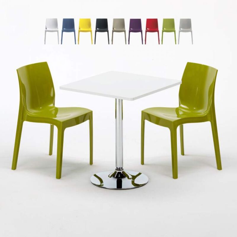 Mesa Cuadrada Blanca 70x70 cm con Base de Acero y 2 Sillas De Colores Ice Cocktail | Color: Verde
Mesa Cuadrada Blanca 70x70 cm con Base de Acero y 2 Sillas De Colores Ice Cocktail | Color: Verde