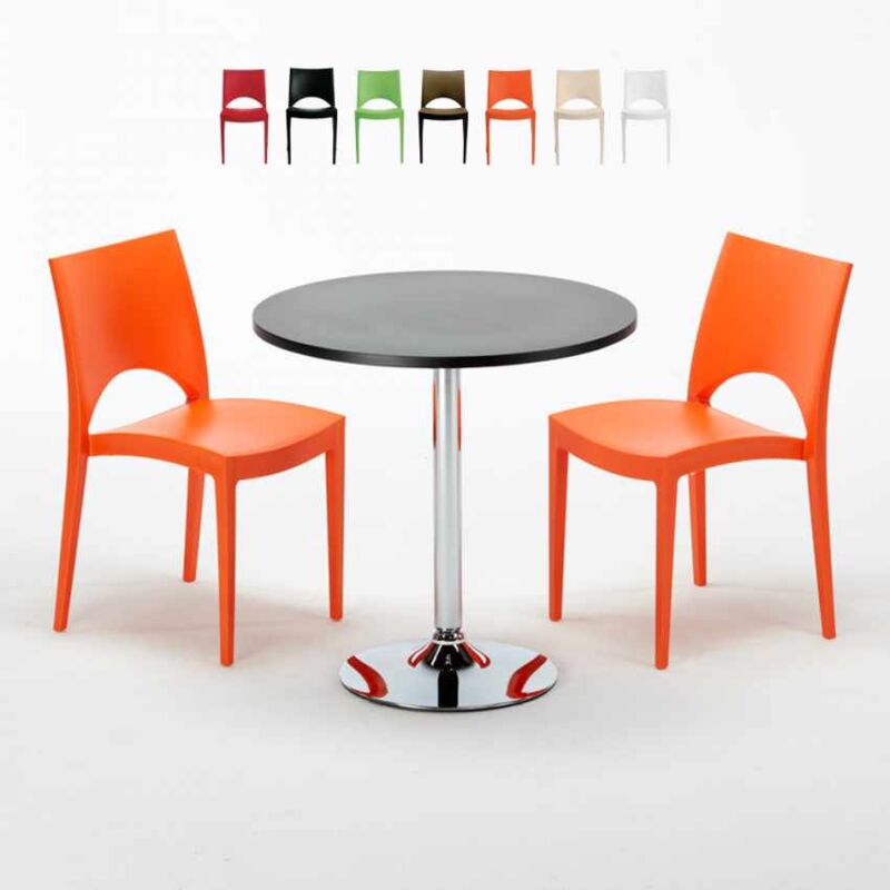 Mesa Redonda Negra 70x70 cm y 2 Sillas De Colores Paris Cosmopolitan | Color: Naranja
Mesa Redonda Negra 70x70 cm y 2 Sillas De Colores Paris Cosmopolitan | Color: Naranja