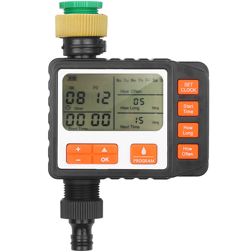 Temporizador de agua digital Salida unica programable para exteriores Encendido y apagado automatico Grifo de agua Temporizador de manguera
Temporizador de agua digital Salida unica programable para exteriores Encendido y apagado automatico Grifo de agua Temporizador de manguera