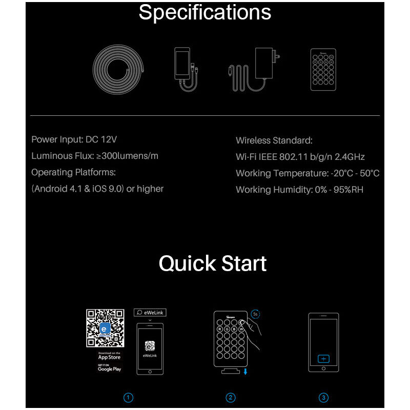 Tira de lampara L1, IP65 a prueba de agua, Tira de luces LED RGB Wi-Fi inteligente - Sonoff
Tira de lampara L1, IP65 a prueba de agua, Tira de luces LED RGB Wi-Fi inteligente - Sonoff