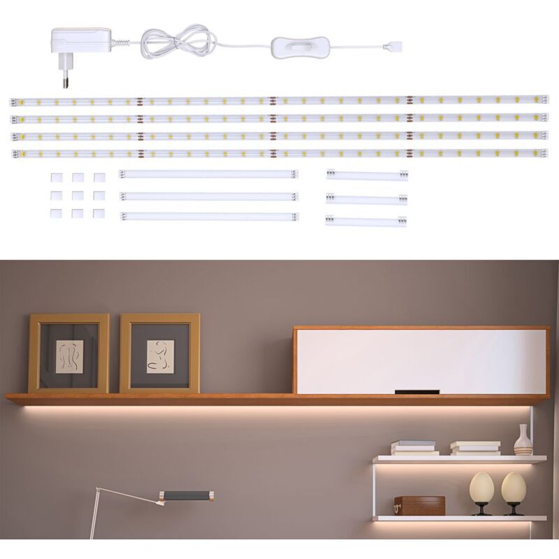Tiras LED 4x50cm con cubierta de silicona 12W, blanco frío 4000k, luz para mueble, encuadre de cuadros y gabinetes
Tiras LED 4x50cm con cubierta de silicona 12W, blanco frío 4000k, luz para mueble, encuadre de cuadros y gabinetes