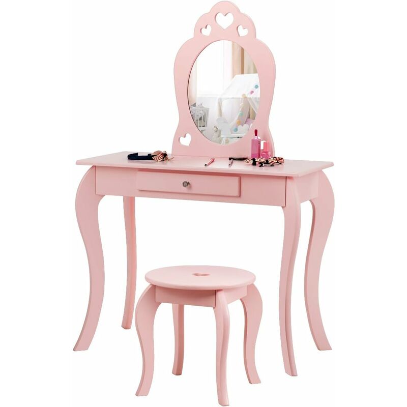Costway - Tocador con Taburete y Espejo para Niña de Madera 70x57x105 centímetros Mesa de Maquillaje con Cajón (Rosa)
Costway - Tocador con Taburete y Espejo para Niña de Madera 70x57x105 centímetros Mesa de Maquillaje con Cajón (Rosa)