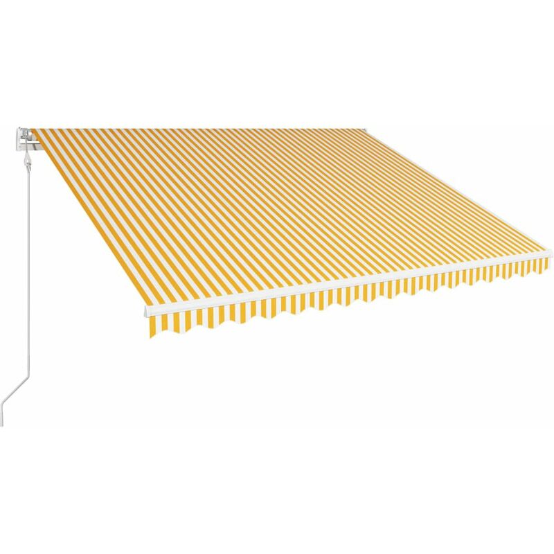 Toldo automatico retractil amarillo y blanco 400x300 cm