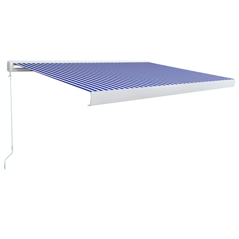 Toldo de carrete manual azul y blanco 350x250 cm - Azul - Vidaxl