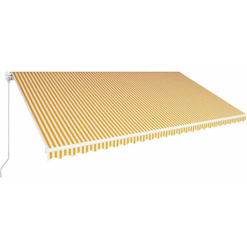 Toldo manual retractil amarillo y blanco 600x300 cm