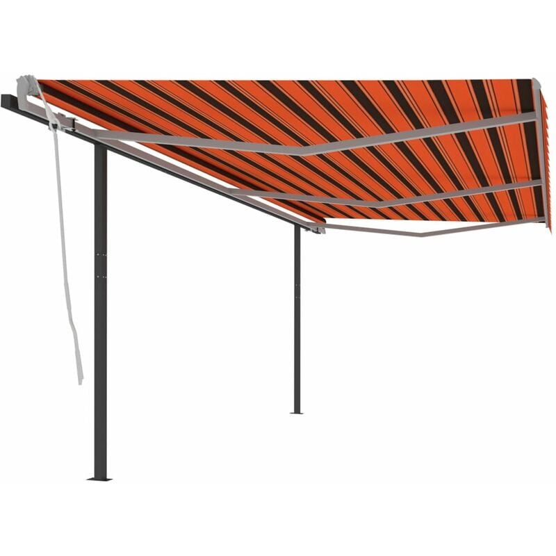 Toldo manual retractil con postes naranja y marron 6x3 m
Toldo manual retractil con postes naranja y marron 6x3 m