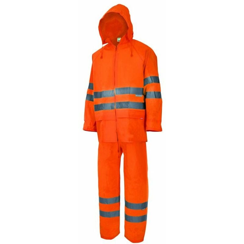 TRAJE DE LLUVIA DOS PIEZAS ALTA VISIBILIDAD Naranja Flúor XL