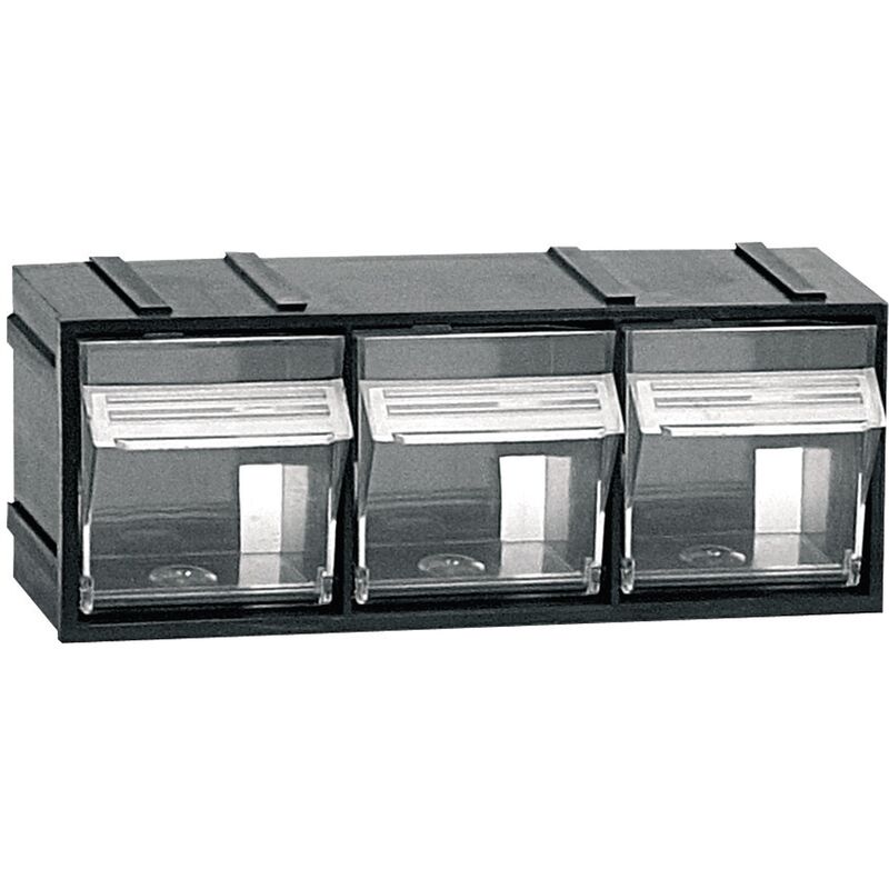 Unidad de almacenamiento modular de plástico L 192 x P 60 x H 77 mm con 3 cubos basculantes transparentes
Unidad de almacenamiento modular de plástico L 192 x P 60 x H 77 mm con 3 cubos basculantes transparentes