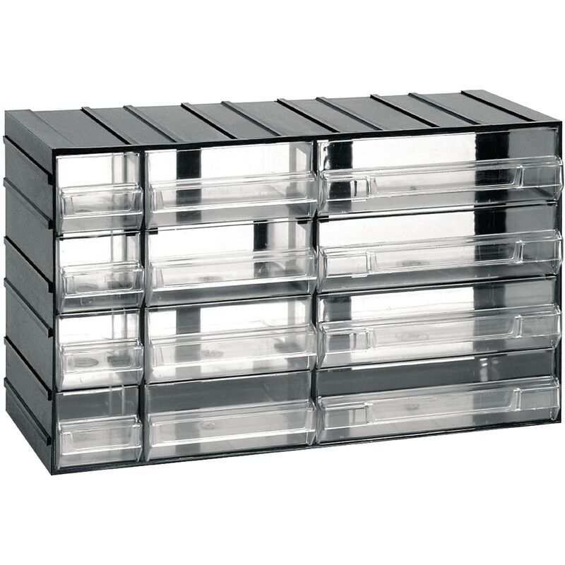 Unidad de almacenamiento modular de plástico L 382 x P 148 x H 230 mm con 4 + 4 + 4 cajones transparentes
Unidad de almacenamiento modular de plástico L 382 x P 148 x H 230 mm con 4 + 4 + 4 cajones transparentes
