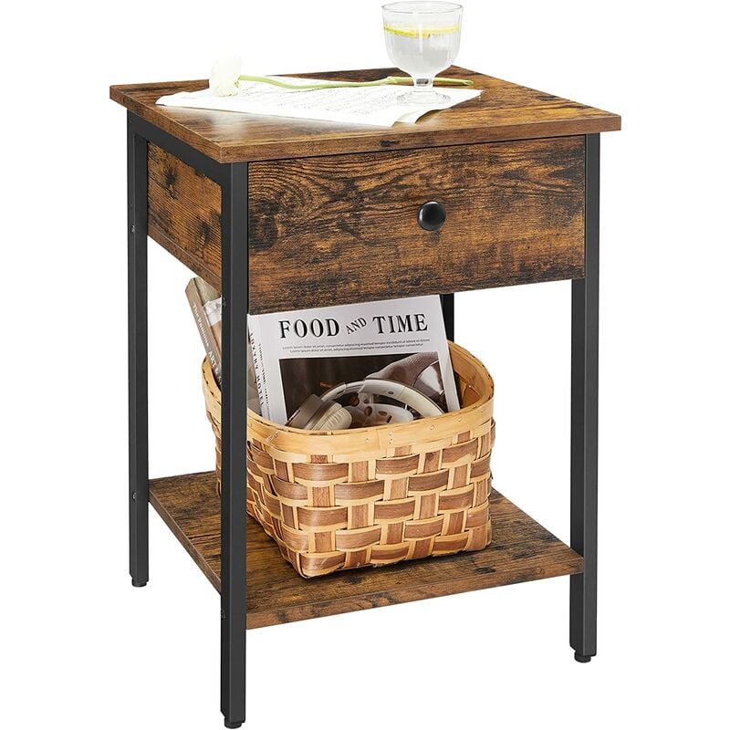 VASAGLE Mesita de Noche, Mesa Auxiliar con Cajón y Estante, para Dormitorio, Salón, Fácil de Montar, Metal, Diseño Industrial, Marrón Rústico por
VASAGLE Mesita de Noche, Mesa Auxiliar con Cajón y Estante, para Dormitorio, Salón, Fácil de Montar, Metal, Diseño Industrial, Marrón Rústico por