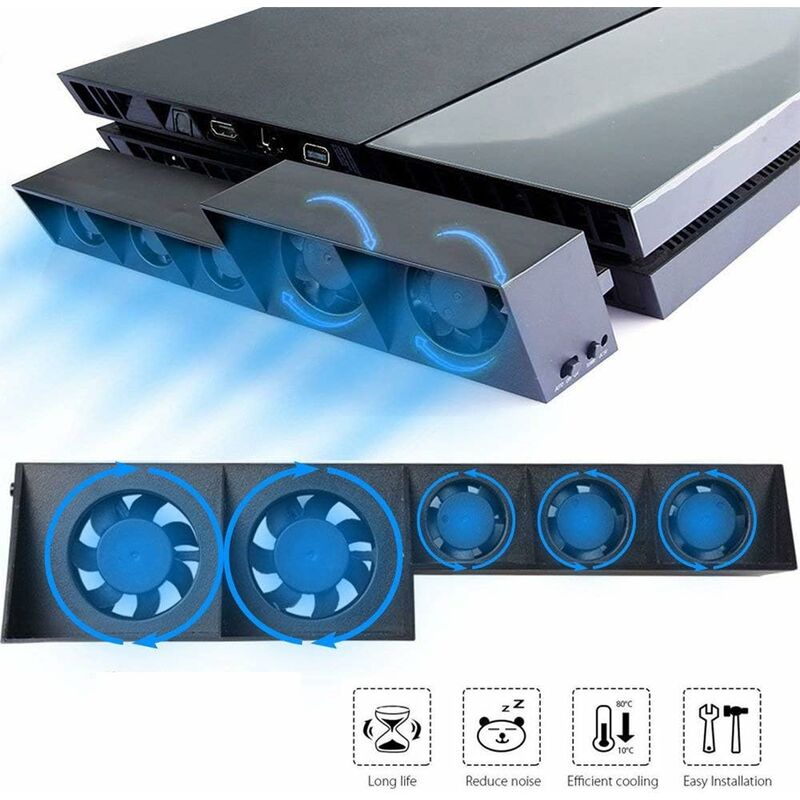 Ventilador de refrigeración para PS4, ventilador externo USB 5 Turbo ventilador con control de temperatura Ventiladores de refrigeración para consola
Ventilador de refrigeración para PS4, ventilador externo USB 5 Turbo ventilador con control de temperatura Ventiladores de refrigeración para consola