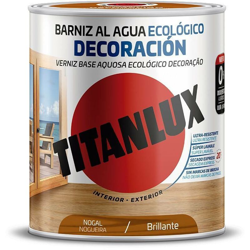 Vernice All Acqua Decoro Ecologico Brillante Titanlux 750 Ml Noce