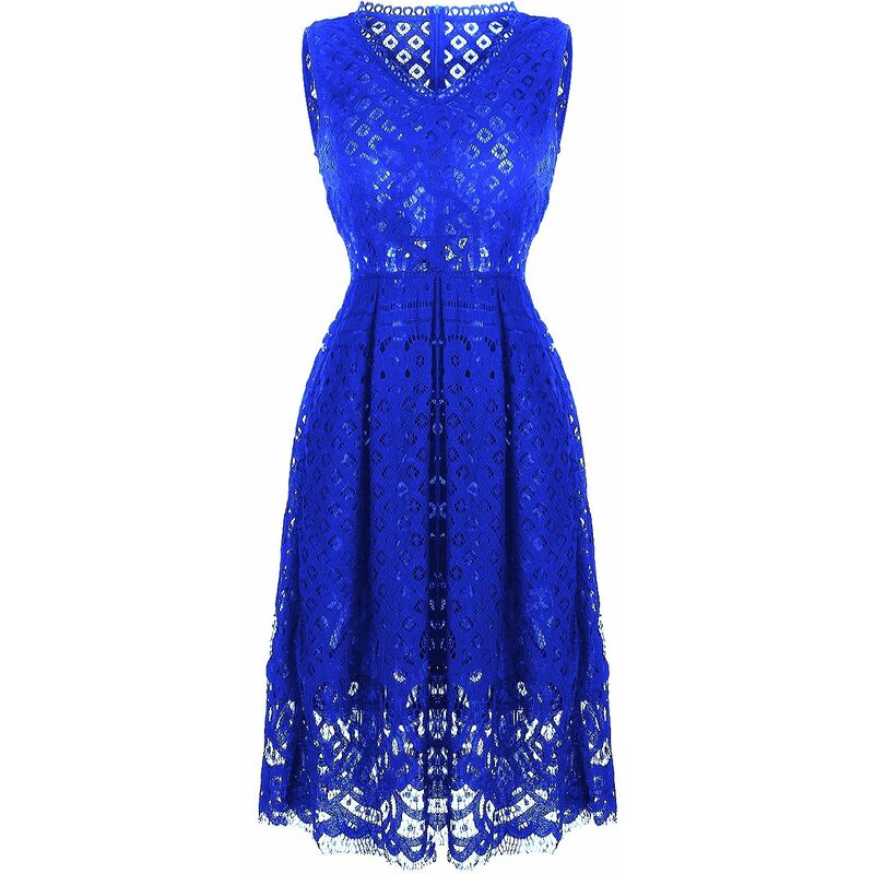 Vestido de coctel elegante sin mangas con encaje y ajuste acampanado de moda para mujer, azul, S
Vestido de coctel elegante sin mangas con encaje y ajuste acampanado de moda para mujer, azul, S
