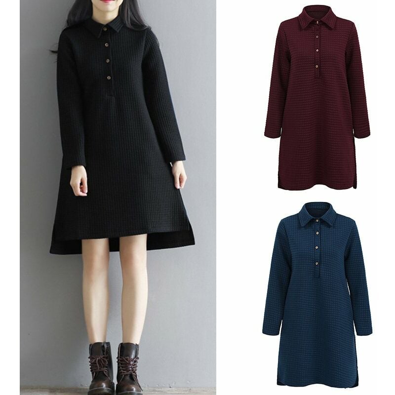 Vestido recto acolchado para mujer Cuello vuelto a cuadros Mangas largas Bolsillos laterales Tunicas de vestir altas y bajas Vintage,Borgona, L
Vestido recto acolchado para mujer Cuello vuelto a cuadros Mangas largas Bolsillos laterales Tunicas de vestir altas y bajas Vintage,Borgona, L