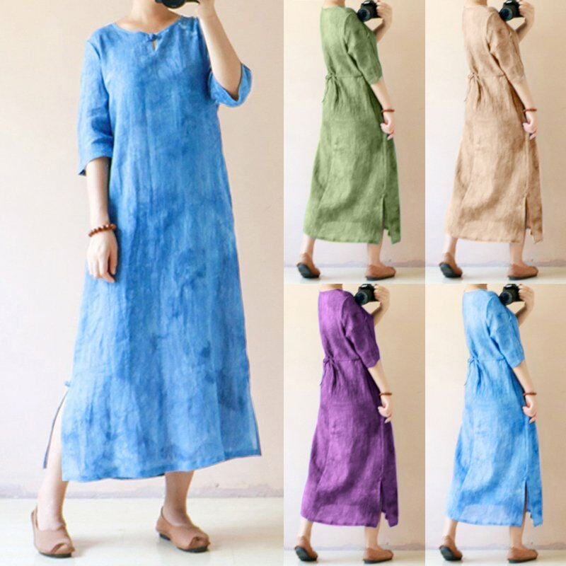 Vestido vintage para mujer, estampado de tenido anudado, media manga con divisiones, vendaje en la espalda, bata oriental, vestido Maxi de una
Vestido vintage para mujer, estampado de tenido anudado, media manga con divisiones, vendaje en la espalda, bata oriental, vestido Maxi de una
