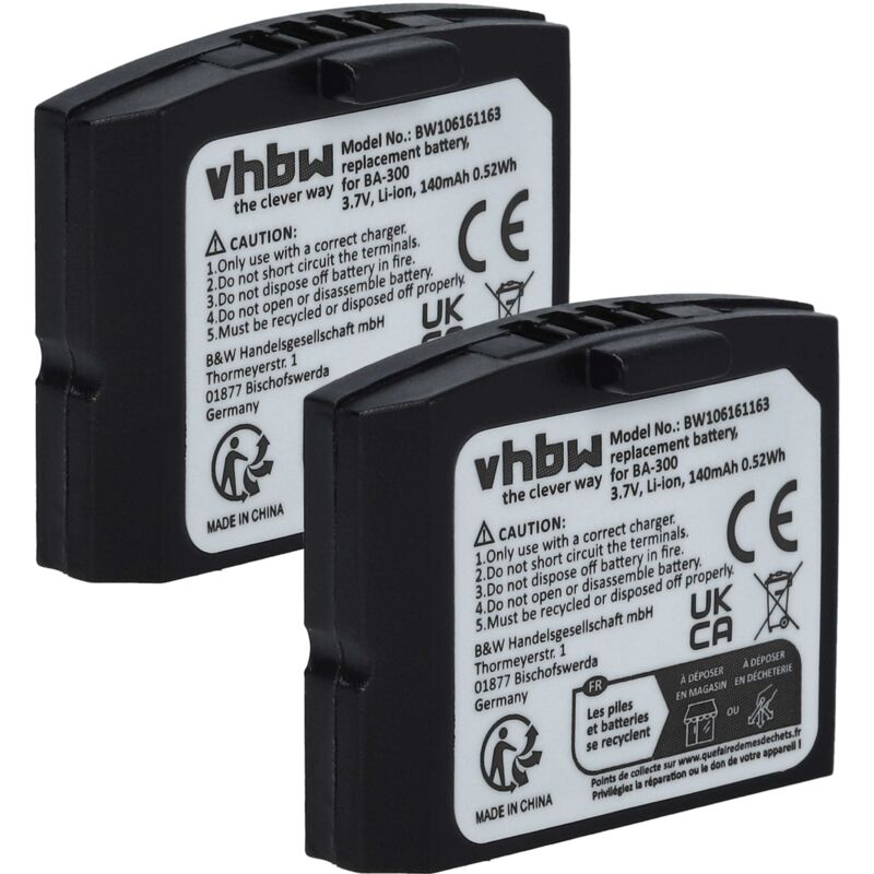 2x batería compatible con Sennheiser IS 410, IS 410TV, RI 410, RS 4200, RS 4200 TV, Set 830 auriculares inalámbricos cascos (140mAh, 3,7V) - Vhbw
2x batería compatible con Sennheiser IS 410, IS 410TV, RI 410, RS 4200, RS 4200 TV, Set 830 auriculares inalámbricos cascos (140mAh, 3,7V) - Vhbw