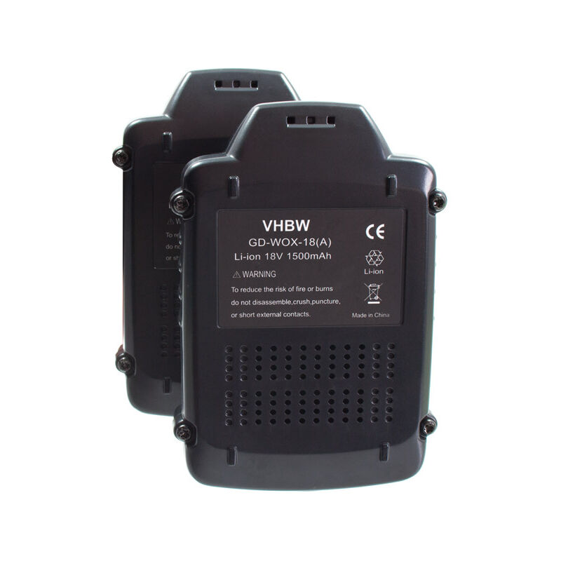 2x Batería compatible con Worx RW9161, WG150, WG151, WG151.5, WG151E, WG151E.5, WG152, WG153, WG154 herramientas eléctricas (1500mAh 18V Li-Ion)
2x Batería compatible con Worx RW9161, WG150, WG151, WG151.5, WG151E, WG151E.5, WG152, WG153, WG154 herramientas eléctricas (1500mAh 18V Li-Ion)