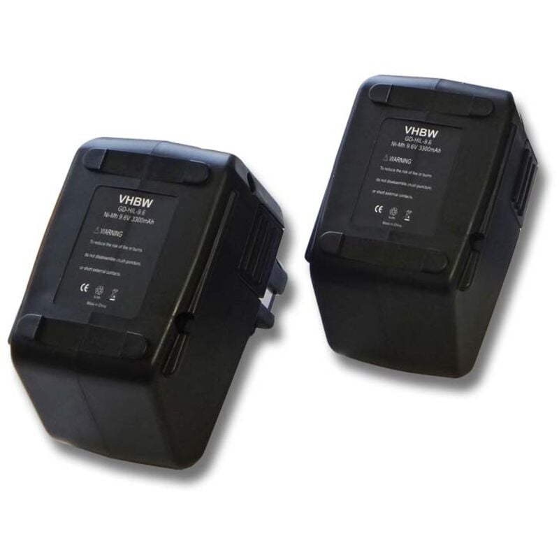 2x baterías Ni-MH 3300mAh (9.6V) para herramientas Hilti SB10, Hilti BD2000 y Hilti BP10265605, 315078, 334584, SPB105. - Vhbw
2x baterías Ni-MH 3300mAh (9.6V) para herramientas Hilti SB10, Hilti BD2000 y Hilti BP10265605, 315078, 334584, SPB105. - Vhbw
