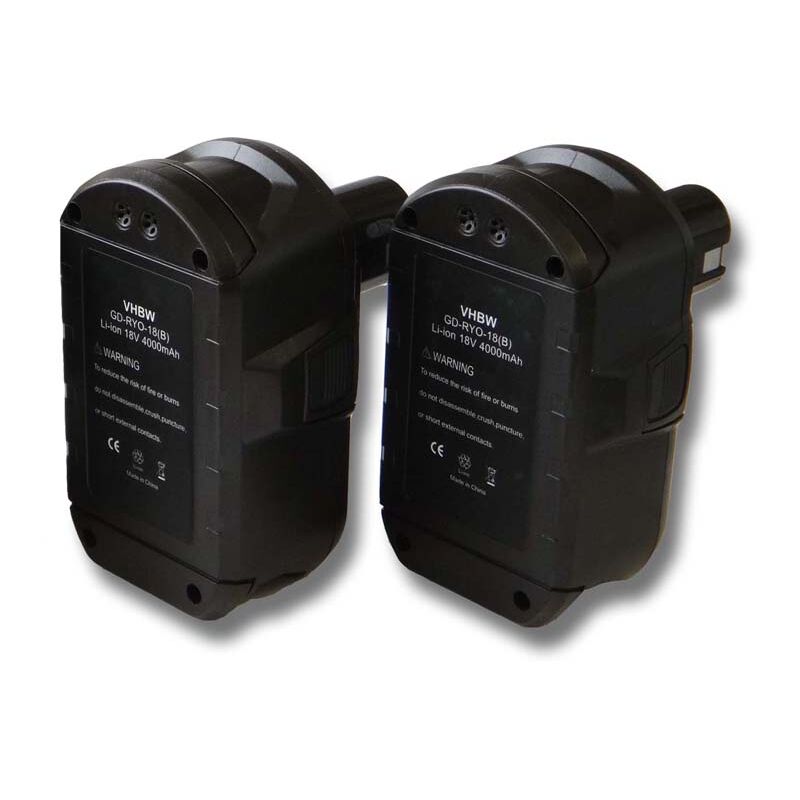 2x Batería recargable compatible con Ryobi CDI-1802M, CDI-1803, CDI-1803M, CDL1802P4, CFA-180M herramientas eléctricas (4000 mAh Li-Ion 18 V) - Vhbw
2x Batería recargable compatible con Ryobi CDI-1802M, CDI-1803, CDI-1803M, CDL1802P4, CFA-180M herramientas eléctricas (4000 mAh Li-Ion 18 V) - Vhbw