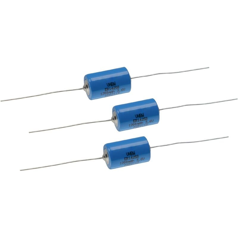 3x Batería celda redonda ER14250 - Batería especial con terminales de soldadura (1200 mAh, 3,6 V, Li-SOCl2) - Vhbw
3x Batería celda redonda ER14250 - Batería especial con terminales de soldadura (1200 mAh, 3,6 V, Li-SOCl2) - Vhbw