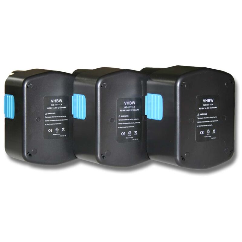 3x batería Ni-MH 2100mAh (14.4V) para herramientas WR 14DM, WR 14DMB, WR 14DMK, WR 14DMR y Hitachi 315128, 315129, 315130, 319104, 319933. - Vhbw
3x batería Ni-MH 2100mAh (14.4V) para herramientas WR 14DM, WR 14DMB, WR 14DMK, WR 14DMR y Hitachi 315128, 315129, 315130, 319104, 319933. - Vhbw