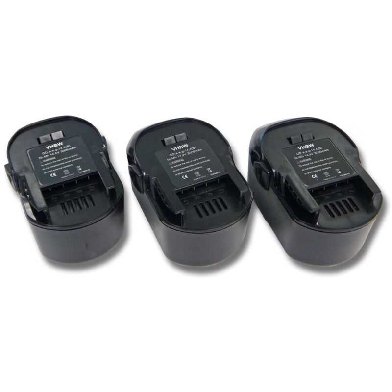 3x batería Ni-MH 3000mAh (14.4V) para herramientas AEG BBM 14 STX-R y AEG 4935413106, 4935416790, B1414G, B1415R. - Vhbw
3x batería Ni-MH 3000mAh (14.4V) para herramientas AEG BBM 14 STX-R y AEG 4935413106, 4935416790, B1414G, B1415R. - Vhbw