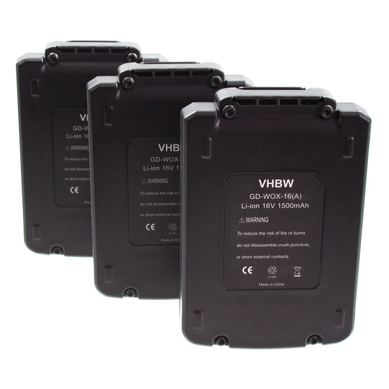 3x baterías Li-Ion 1500mAh para herramientas eléctricas Worx WX152, WX152.1, WX152.2, WX152.3, WX156 y WA3527, WA3539. - Vhbw
3x baterías Li-Ion 1500mAh para herramientas eléctricas Worx WX152, WX152.1, WX152.2, WX152.3, WX156 y WA3527, WA3539. - Vhbw
