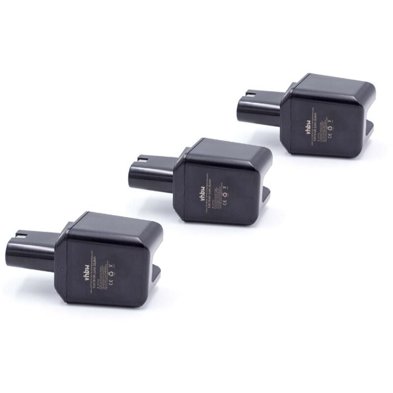 3x baterías NiMH 3000mAh (9.6V) para herramientas eléctricas Bosch serie GSR 1ª generación con batería 9,6 V como 2607300002, BH-964N - Vhbw
3x baterías NiMH 3000mAh (9.6V) para herramientas eléctricas Bosch serie GSR 1ª generación con batería 9,6 V como 2607300002, BH-964N - Vhbw