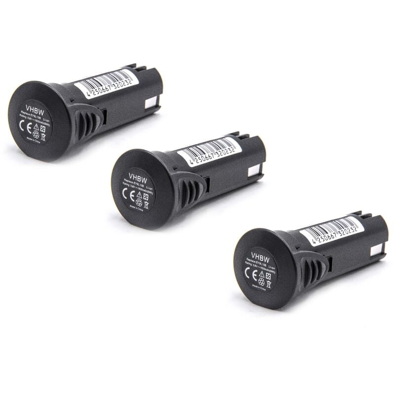 3x Li-Ion batería 1500mAh (3.6V) para herramienta eléctrica powertools tools como Panasonic EY9L10B - Vhbw
3x Li-Ion batería 1500mAh (3.6V) para herramienta eléctrica powertools tools como Panasonic EY9L10B - Vhbw