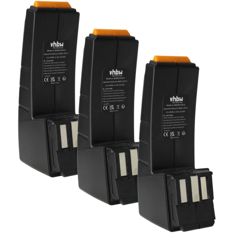 3x Ni-MH batería 3300mAh (12V) para herramientas Festo Festool CCD12MH, CCD12v, CDD12, CDD12E, CDD12ES, CDD12ESC, CDD12FX, CDD12MH, CCD12ES-C - Vhbw
3x Ni-MH batería 3300mAh (12V) para herramientas Festo Festool CCD12MH, CCD12v, CDD12, CDD12E, CDD12ES, CDD12ESC, CDD12FX, CDD12MH, CCD12ES-C - Vhbw