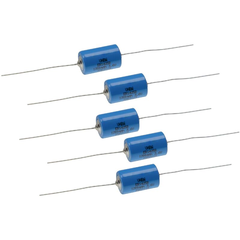 5x Batería celda redonda ER14250 - Batería especial con terminales de soldadura (1200 mAh, 3,6 V, Li-SOCl2) - Vhbw
5x Batería celda redonda ER14250 - Batería especial con terminales de soldadura (1200 mAh, 3,6 V, Li-SOCl2) - Vhbw