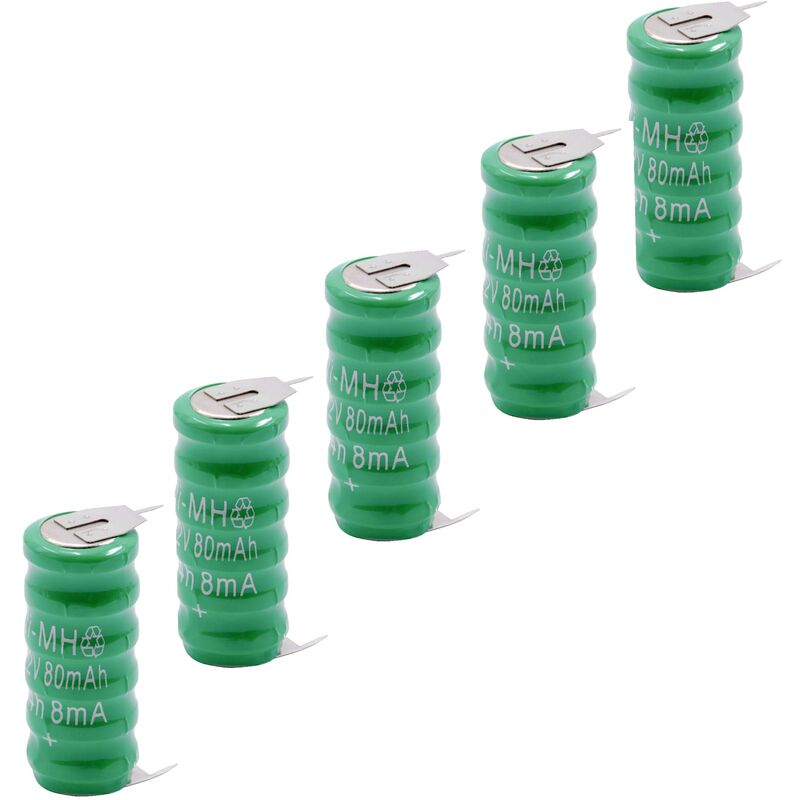 5x NiMH Batería de botón de repuesto Tipo V80H 3 pines 80 mAh 7,2 V compatible para lámparas solares, etc. - Vhbw
5x NiMH Batería de botón de repuesto Tipo V80H 3 pines 80 mAh 7,2 V compatible para lámparas solares, etc. - Vhbw