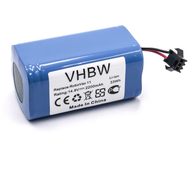 Batería adecuada para robots aspiradores Eufy Robovac 11+, 12, 15, 15C, 30, 30C reemplaza Eufy 4INR/19/66 - (Li-Ion, 2200mAh, 14.8V) - Vhbw
Batería adecuada para robots aspiradores Eufy Robovac 11+, 12, 15, 15C, 30, 30C reemplaza Eufy 4INR/19/66 - (Li-Ion, 2200mAh, 14.8V) - Vhbw