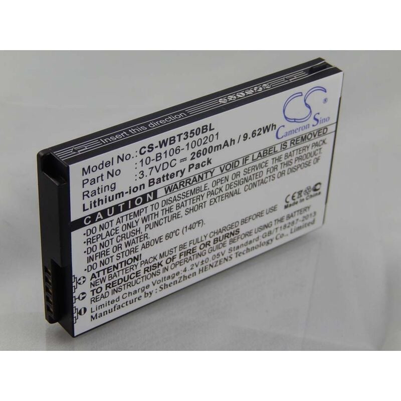 Batería de Li-Ion 2600mAh (3.7V) para PDA, Handheld, Terminal Widefly BT-350, BT350, DT-350, DT350 reemplaza 10-B106-100201. - Vhbw
Batería de Li-Ion 2600mAh (3.7V) para PDA, Handheld, Terminal Widefly BT-350, BT350, DT-350, DT350 reemplaza 10-B106-100201. - Vhbw