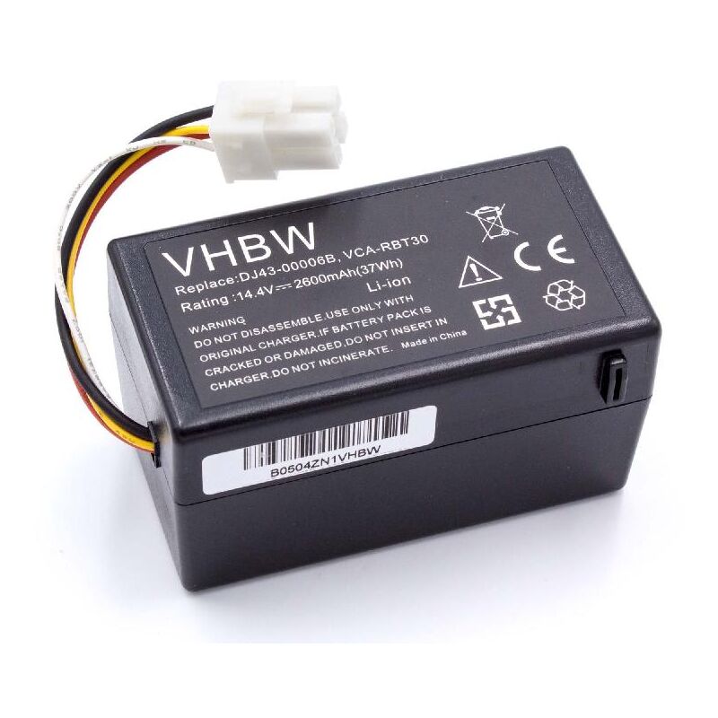 Batería Li-Ion 2600mAh (14.4V) para robots aspirador domésticos Samsung Navibot VCR8930, SR8930 reemplaza DJ43-00006B, VCA-RBT30. - Vhbw
Batería Li-Ion 2600mAh (14.4V) para robots aspirador domésticos Samsung Navibot VCR8930, SR8930 reemplaza DJ43-00006B, VCA-RBT30. - Vhbw